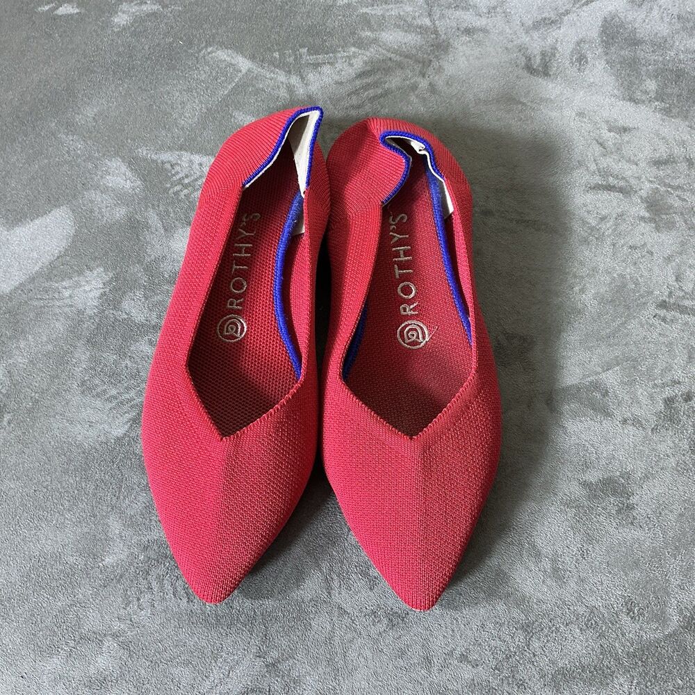 Rothy's Pointy Red Flats 9 M Fabric Ballet Dress Shoes
